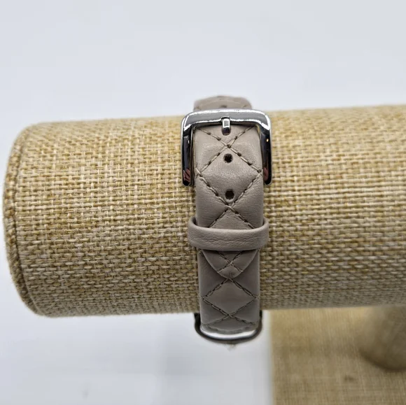 KATE SPADE Genuine Leather Watch Silver Metal Framed Face Taupe Leather - Picture 4 of 9